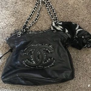 CoCo Chanel Tote Bag Black with Scarf